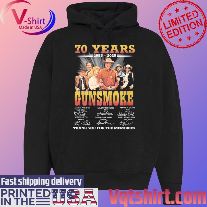 70 Years 1955-2025 Gunsmoke Thank You For The Memories Signatures T-Shirt Black Hoodie