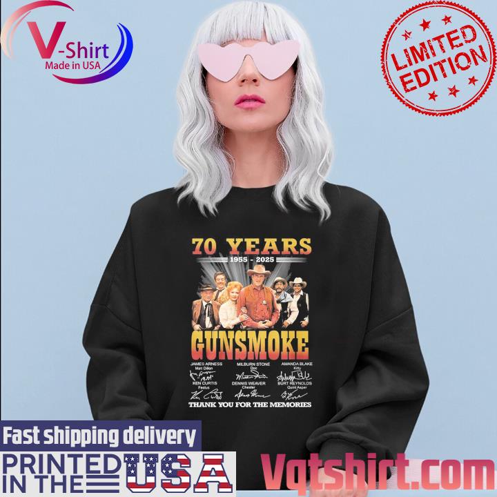 70 Years 1955-2025 Gunsmoke Thank You For The Memories Signatures T-Shirt Sweater