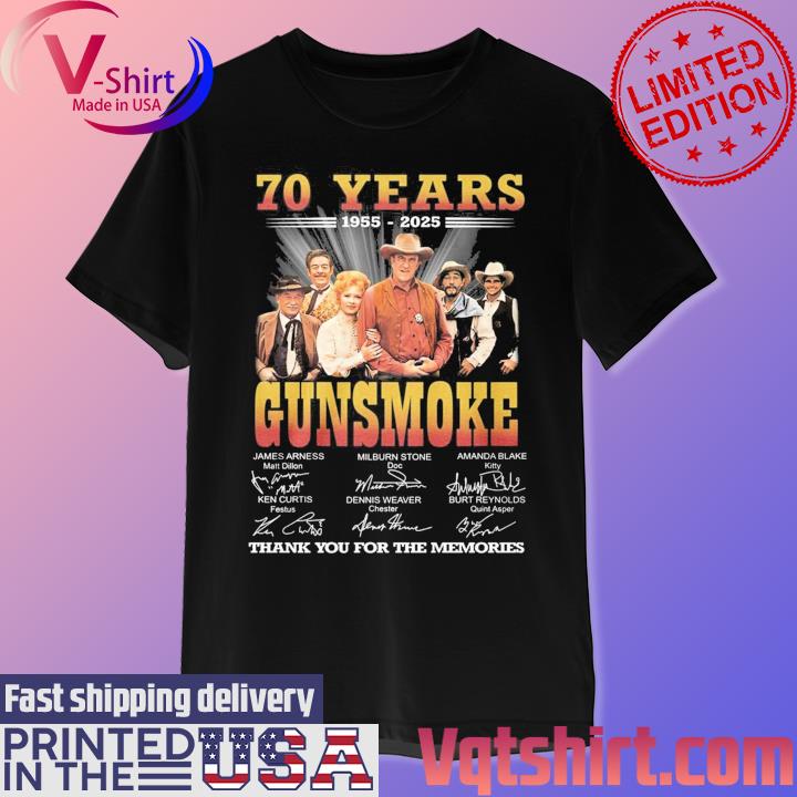 70 Years 1955-2025 Gunsmoke Thank You For The Memories Signatures T-Shirt