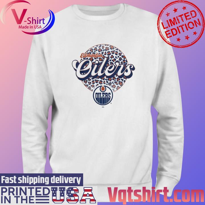 Edmonton Oilers Personalized Name & Number Leopard Print Logo Shirt Sweater