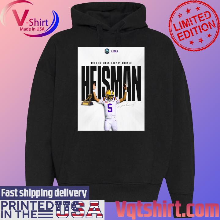 Jayden Daniels LSU 2023 Heisman Trophy Winner Signature s Black Hoodie