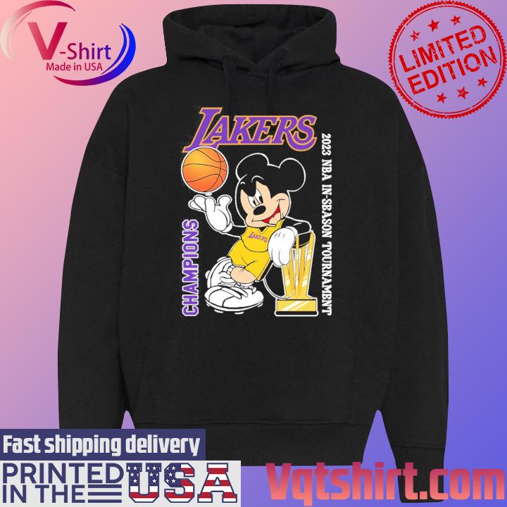 Mickey Mouse Los Angeles Lakers 2023 NBA In-Season Tournament Champions s Black Hoodie