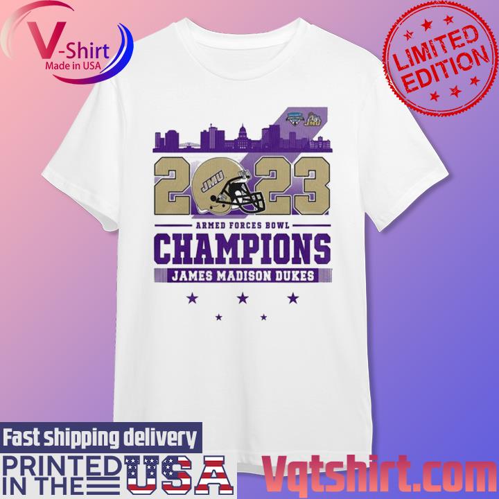 Official 2023 Armed Forces Bowl Champions James Madison Dukes Shirt