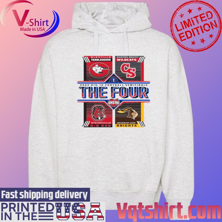 Official 2023 DIV IV Football Semi Finals The Four Tarblooders Wildcats Big Red and Knights s Hoodie