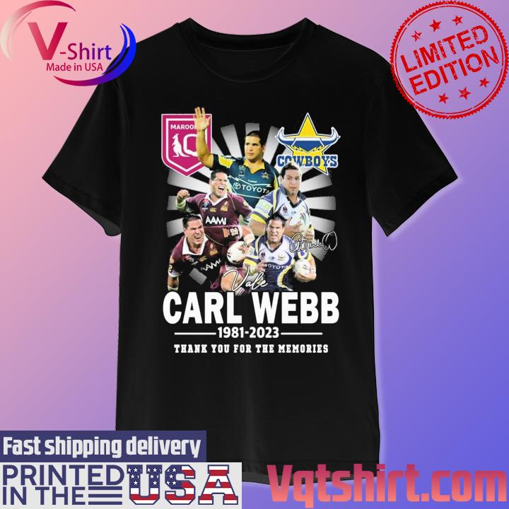 Official Carl Webb 1981-2023 Thank You For The Memories Signatures T-Shirt