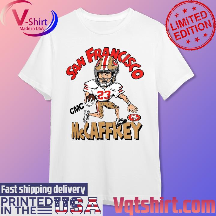 Official Christian McCaffrey San Francisco 49ers Homage Caricature Player Tri-Blend T-Shirt