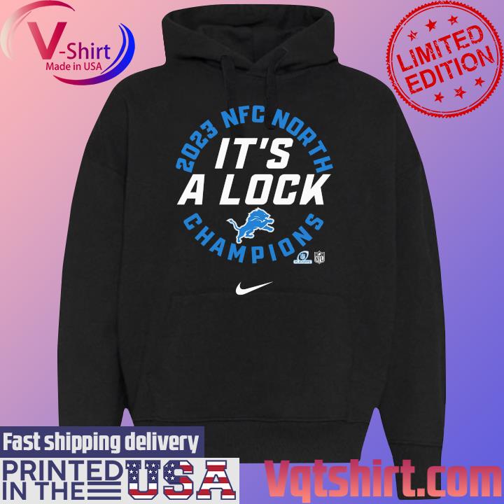 Official Detroit Lions Nike Toddler 2023 NFC North Division Champions Locker Room Trophy Collection T-Shirt Black Hoodie