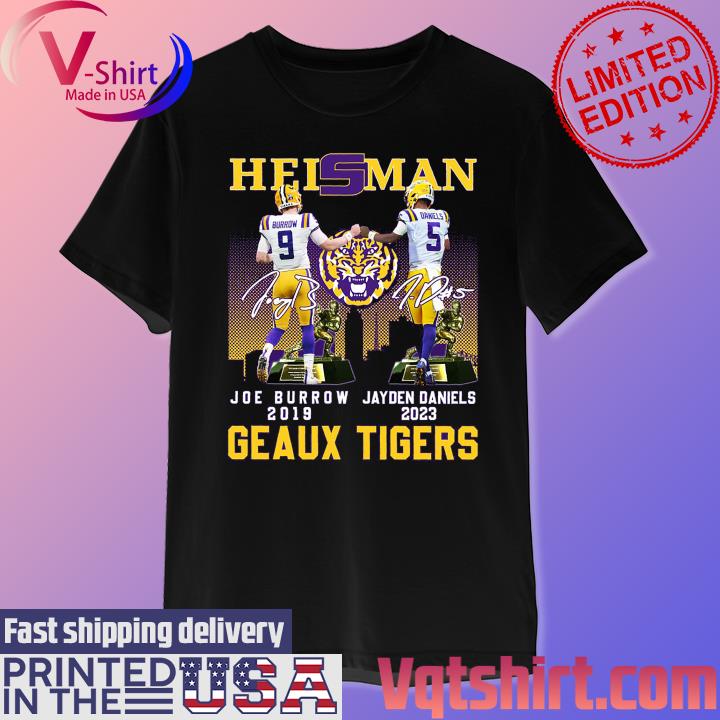 Official Geaux Tigers Heisman Trophy Burrow 2019 And Jayden Daniel 2023 Lsu Tigers Signatures shirt