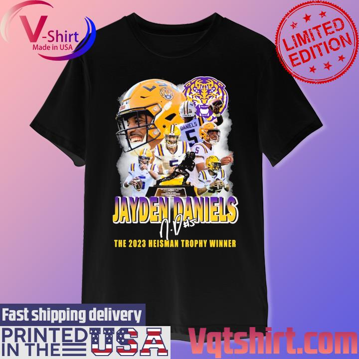 Official Jayden Daniels The 2023 Heisman Trophy Winner Signature T-Shirt