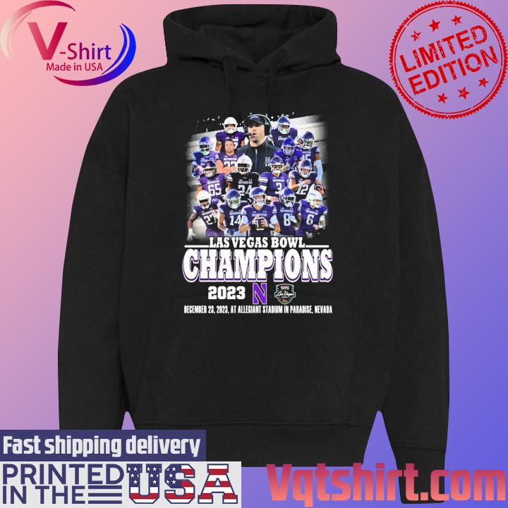 Official Las Vegas Bowl Champions 2023 Northwestern December 23, 2023 AT Allegiant Stadium In Paradise, Nevada T-Shirt Black Hoodie