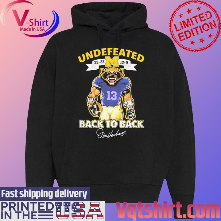 Official Michigan Wolverines Mascot Back to Back Undefeated 2022-2023 13-0 Signatures Shirt Black Hoodie