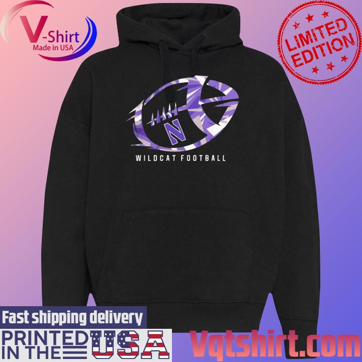 Official Northwestern Wildcats Abstract Football T-Shirt Black Hoodie