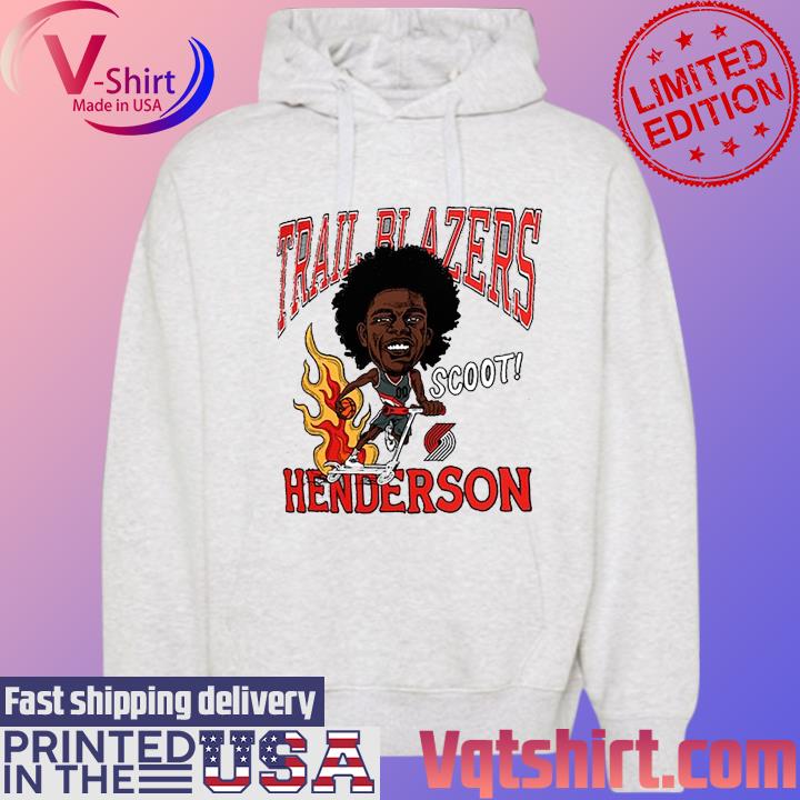 Official Scoot Henderson Portland Trail Blazers Homage Caricature Tri-Blend T-Shirt Hoodie