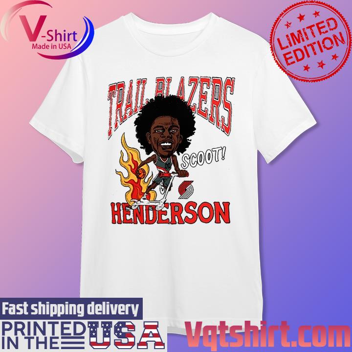 Official Scoot Henderson Portland Trail Blazers Homage Caricature Tri-Blend T-Shirt