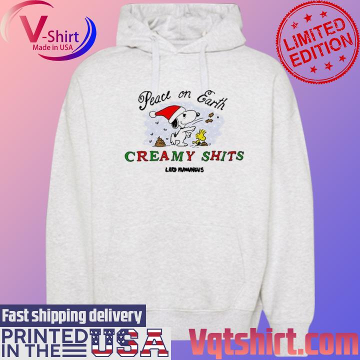 Santa Snoopy And Woodstock Peace On Earth Creamy Shits T-Shirt Hoodie