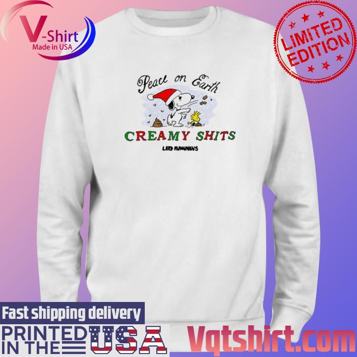 Santa Snoopy And Woodstock Peace On Earth Creamy Shits T-Shirt Sweater