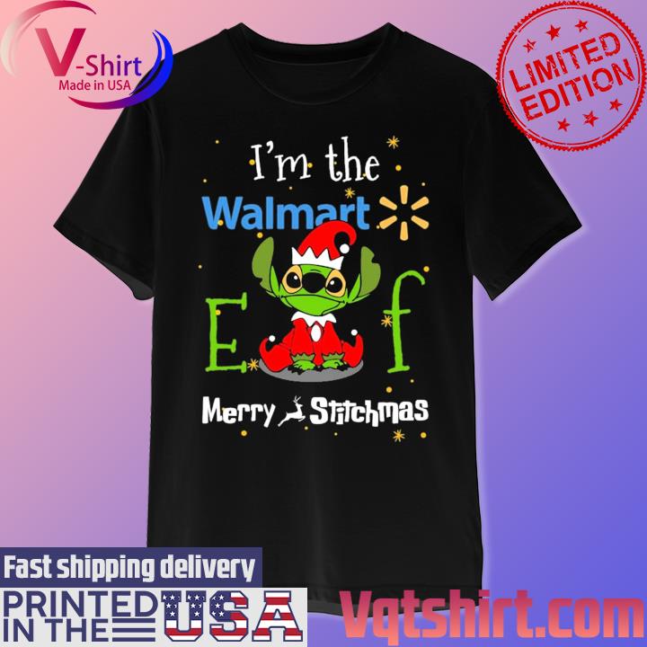 Santa Stitch I'm the Walmart Elf Merry Christmas shirt