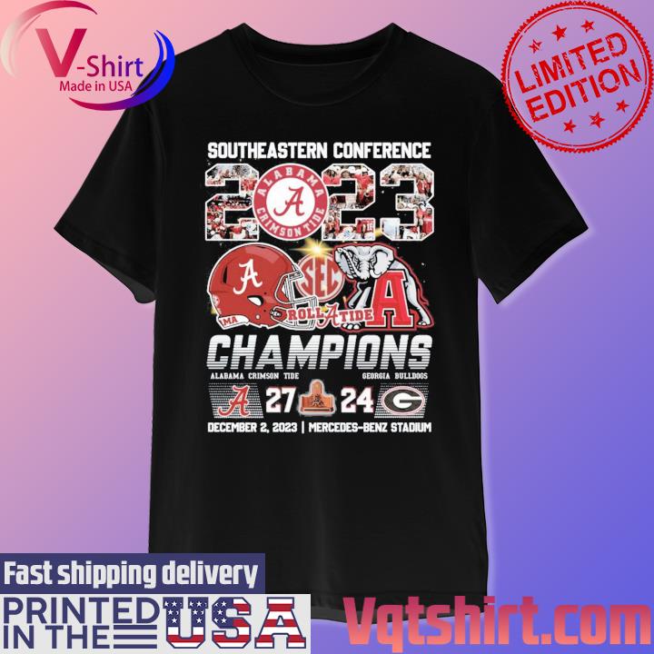 Southeastern Conference 2023 Champions Alabama Crimson Tide 27-24 Georgia Bulldogs December 2, 2023 Mercedes-Benz Stadium T-Shirt