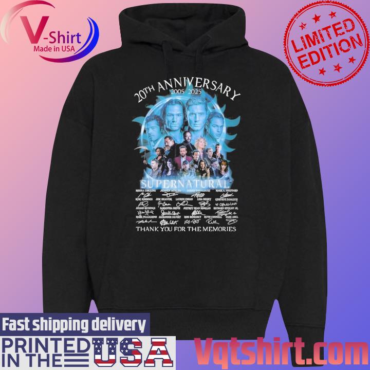 Supernatural 20th Anniversary 2005-2025 Thank You For The Memories Signatures Shirt Black Hoodie