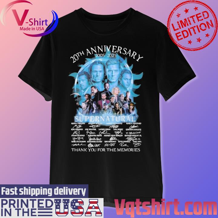 Supernatural 20th Anniversary 2005-2025 Thank You For The Memories Signatures Shirt