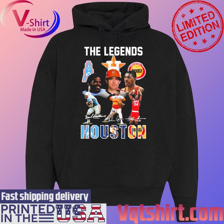 The Legends Of Houston Earl Campbell Nolan Ryan and Hakeem Olajuwon signatures s Black Hoodie