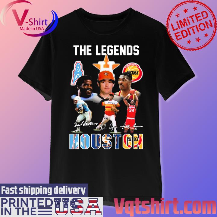 The Legends Of Houston Earl Campbell Nolan Ryan and Hakeem Olajuwon signatures shirt