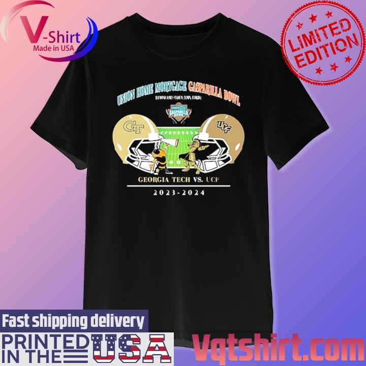 Union Home Mortgage Gasparilla Bowl Season 2023-2024 Georgia Tech vs UCF College Football Bowl NCAA Head To Head Helmet T-Shirt