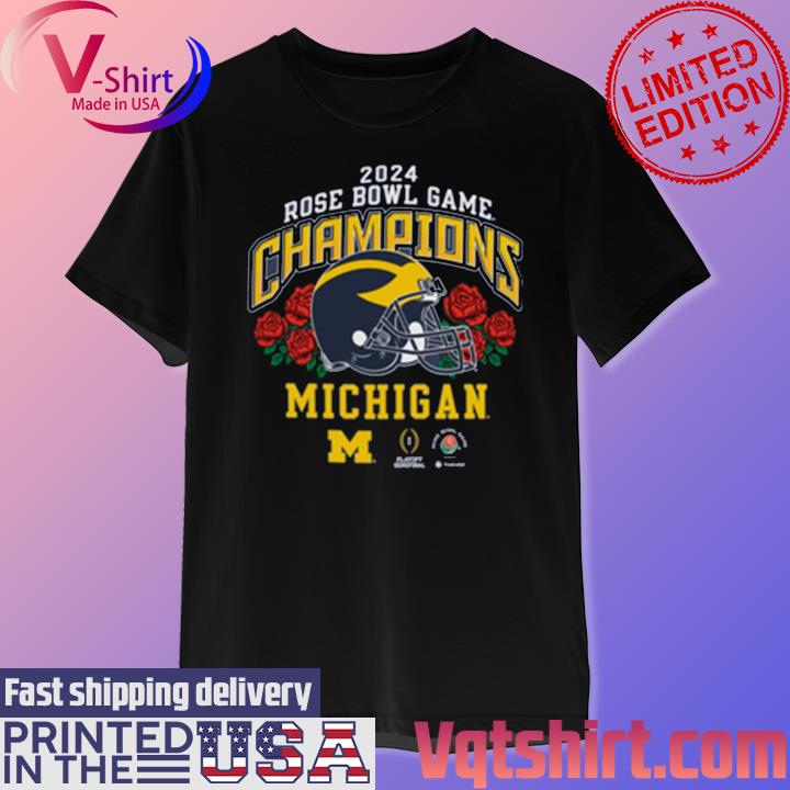 Michigan Wolverines Football 2024 Rose Bowl Game Champions Helmet Shirt ...
