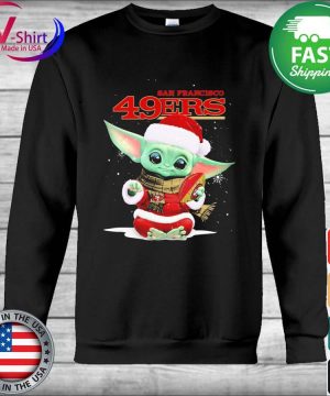 Baby Yoda Santa hat San Francisco 49Ers Christmas shirt, hoodie, sweater,  long sleeve and tank top