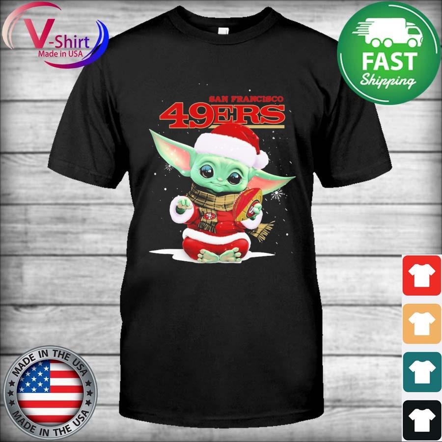 Baby Yoda Santa hat San Francisco 49Ers Christmas shirt, hoodie, sweater,  long sleeve and tank top