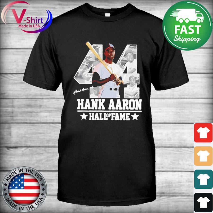 Official Hank aaron 44 hof milwaukee atlanta baseball jersey hammer aaron  shirt, hoodie, sweater, long sleeve and tank top