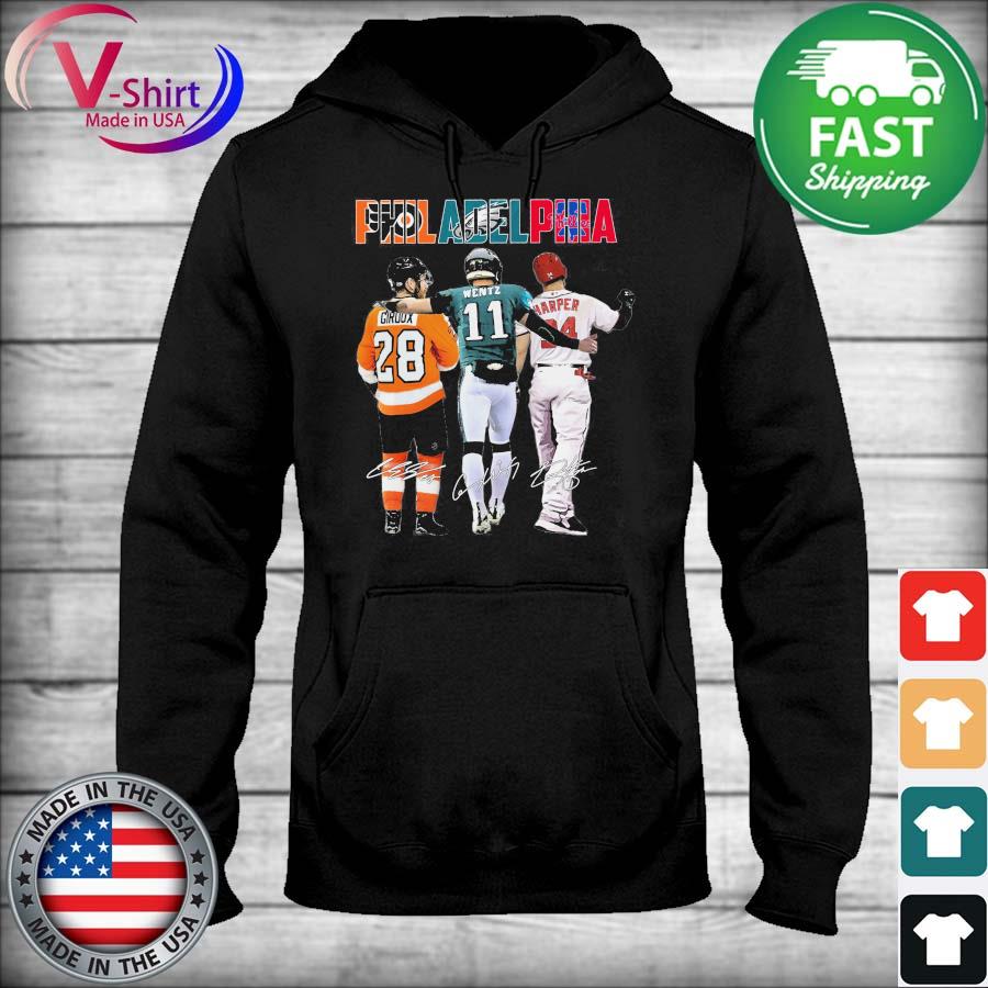 Philadelphia Flyers Philadelphia Eagles Philadelphia Phillies Claude Giroux  Bryce Harper and Carson Wentz Mvp signatures shirt, hoodie, sweater, long  sleeve and tank top